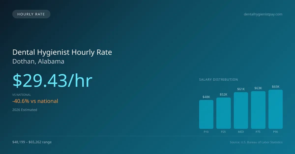 Dental Hygienist Hourly Rate in Dothan, AL — 2026 est., based on 2025 BLS